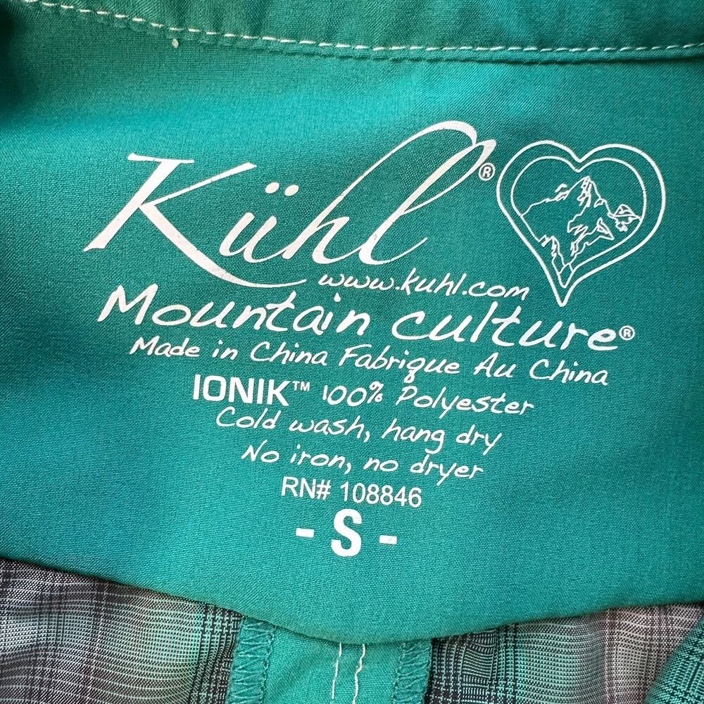 Kuhl Ionik Green Plaid Button Down Long Sleeve Shirt Small Woman's - Picture 3 of 7